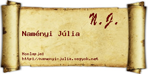 Naményi Júlia névjegykártya